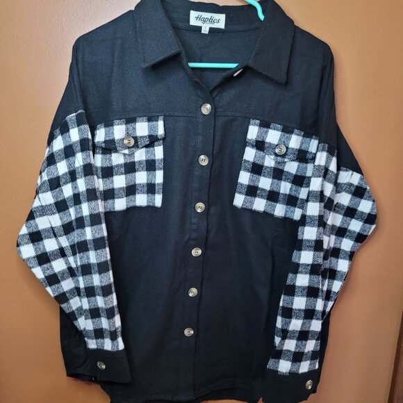 Haptics Buffalo Plaid Color Black Button Down Jacket - Picture 3 of 7